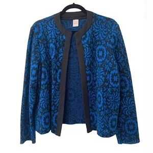 Jantzen Blue & Black Floral Cardigan